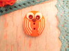 Bouton chouette Shabby chic orange