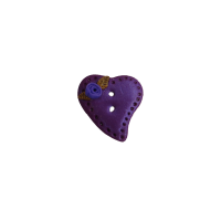 Bouton coeur piqué contour violet