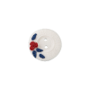 Bouton assiette blanche Digoin rouge et bleu