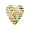 Bouton gros coeur Shabby chic beige et petit coeur blanc