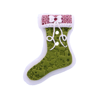 Bouton chaussette de noël blanche et verte