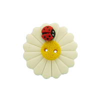 Bouton grosse marguerite avec coccinelle