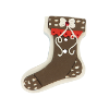 Bouton chaussette de noël blanc et taupe