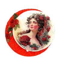 Bouton rond rouge princesse