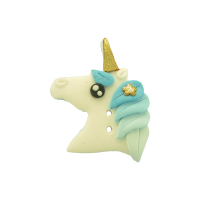 Bouton tête de licorne bleue