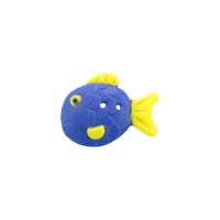 Bouton poisson boule bleu et jaune