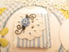 Bouton gros carré cannelé Shabby chic bleu