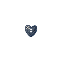 Bouton petit coeur bleu nuit pailleté