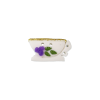 Bouton tasse blanche Digoin violet et vert