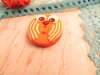 Bouton chouette Shabby chic orange