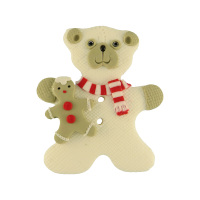 Bouton nounours de Noël blanc et bonhomme pain d'épice