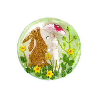 Bouton rond lapin et champignon