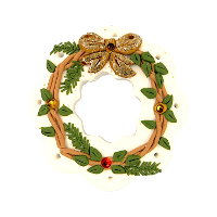 Décos de Noël couronne de l'avent blanche verte et noeud doré