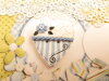 Bouton gros coeur Shabby chic bleu et blanc