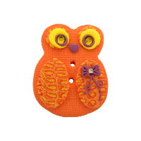 Bouton grosse chouette orange motif Coralie