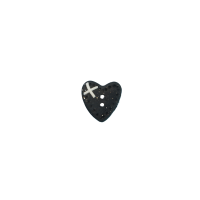 Bouton petit coeur rouge noir pailleté