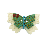 Bouton gros papillon blanc et Aventurine