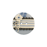 Bouton gros rond Shabby chic bleu