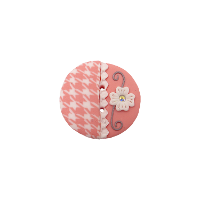 Bouton rond 30mm rose motif pied de poule