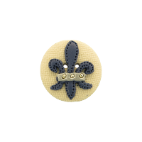 Bouton rond beige fleur lis marine