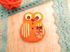 Bouton grosse chouette orange motif Shabby chic orange