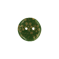 Bouton rond brillant vert motif fleur cerisier or