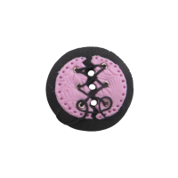 Bouton rond noir et rose 30mm