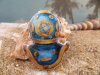 Bouton scaphandre bleu et or