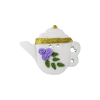 Bouton théière blanche Digoin violet et vert