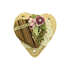 Bouton gros coeur Shabby chic beige et petit coeur bois