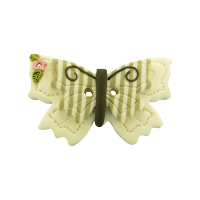 Bouton gros papillon blanc et Shabby chic beige