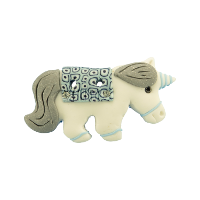 Bouton licorne bleue