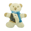 Bouton nounours blanc echarpe bleue