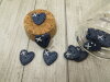 Bouton petit coeur bleu nuit pailleté