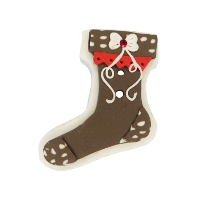 Bouton chaussette de noël blanc et taupe