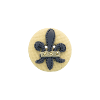 Bouton rond beige fleur lis marine