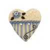 Bouton gros coeur Shabby chic bleu et blanc