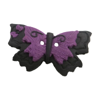 Bouton gros papillon noir et violet