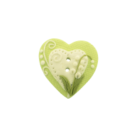 Bouton coeur vert pale petit coeur blanc et muguet