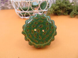 Bouton Ancien Vert à Paillettes - Mercerie Vintage - Occasion (lot De 1 à 10 Pièces)
