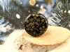 Bouton rond brillant noir motif fleur cerisier or