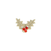 Bouton double feuille de houx grise