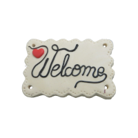 Bouton gros rectangle beige Welcome