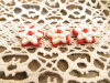 Bouton petit edelweiss rouge et blanc