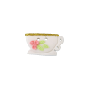 Bouton tasse blanche Digoin rose et vert