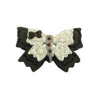 Bouton gros papillon noir et filament gris