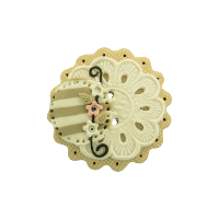 Bouton gros rond cannelé Shabby chic beige