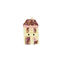 Bouton petite maison blanc et violet