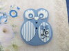 Bouton grosse chouette bleu motif Shabby chic bleu