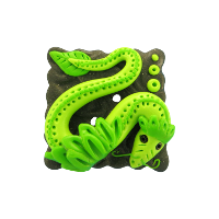 Bouton carré dragon vert
